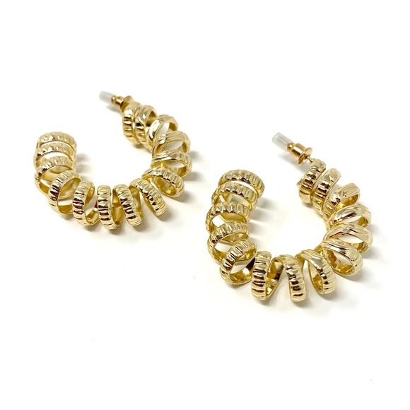 New Free People Gold Hoop Spiral Earrings - Picture 3 of 5